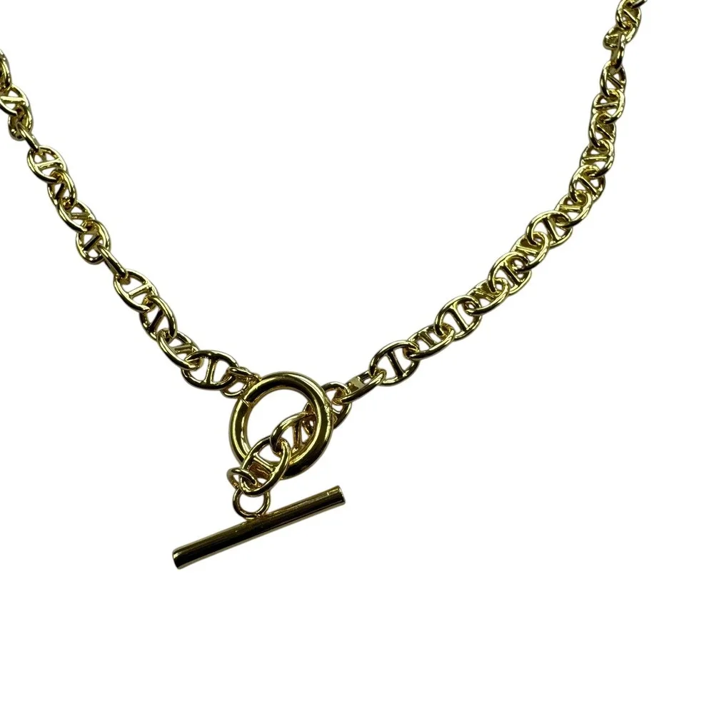 Sahira Jewelry Taylor Toggle Chain 16" Necklace 18k Gold Over Brass Minimalist - Picture 4 of 6